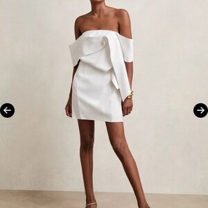 Reiss White Strapless Draped Mini Dress